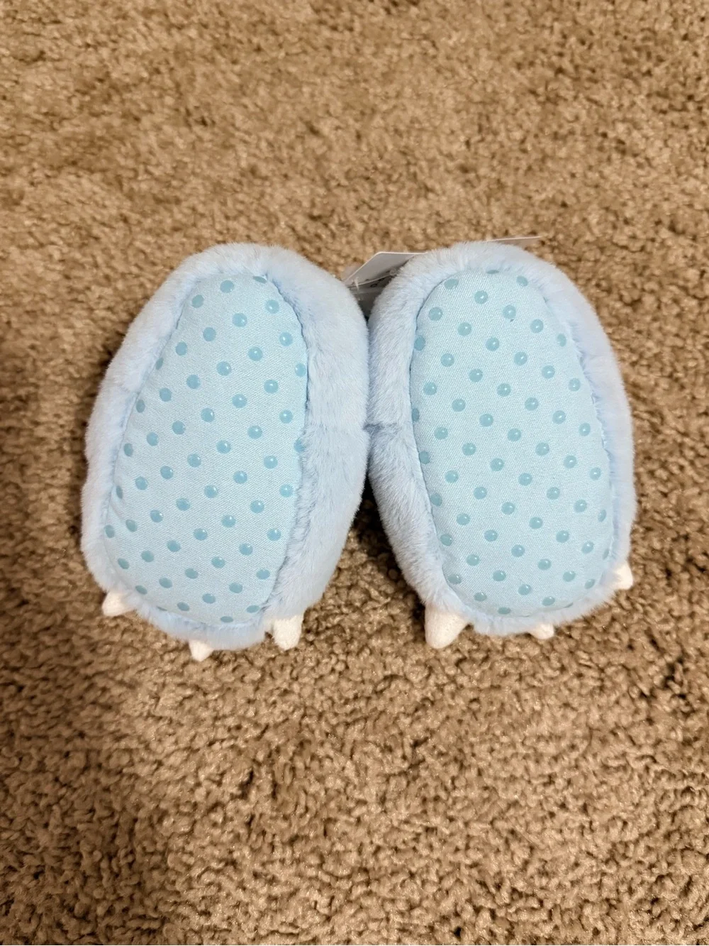 Carter's Light Blue Plush Monster Mittens with White Claws